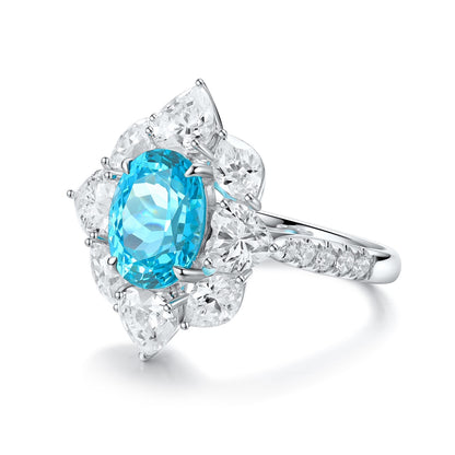 Pirmiana Hot Sale S925 Silver 4.42ct Lab Grown Paraiba Sapphire Ring Engagementring Women