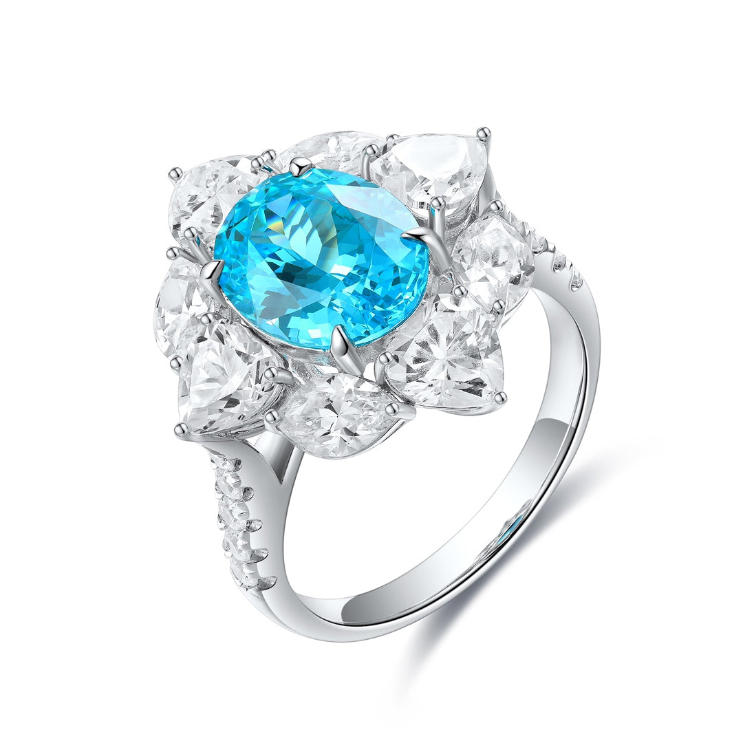 Pirmiana Hot Sale S925 Silver 4.42ct Lab Grown Paraiba Sapphire Ring Engagementring Women