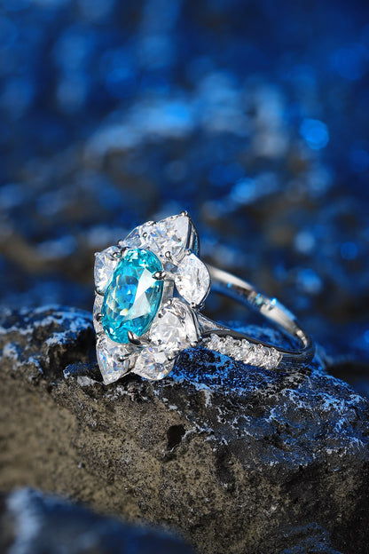 Pirmiana Hot Sale S925 Silver 4.42ct Lab Grown Paraiba Sapphire Ring Engagementring Women