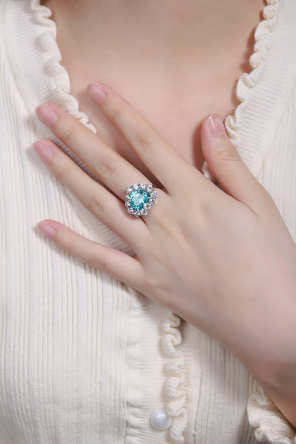 Pirmiana Hot Sale S925 Silver 9.35ct Lab Grown Paraiba Sapphire Ring Engagementring Women