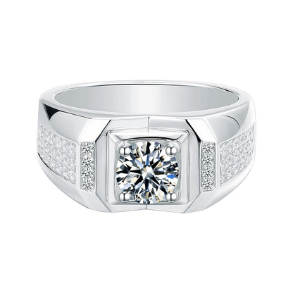 Pirmiana Luxury S925 Silver 1ct Fashion Luxury S925 Silver Various Styles Moissanite Diamond Men Ring Fashion Wedding Band Engagement Jewelry