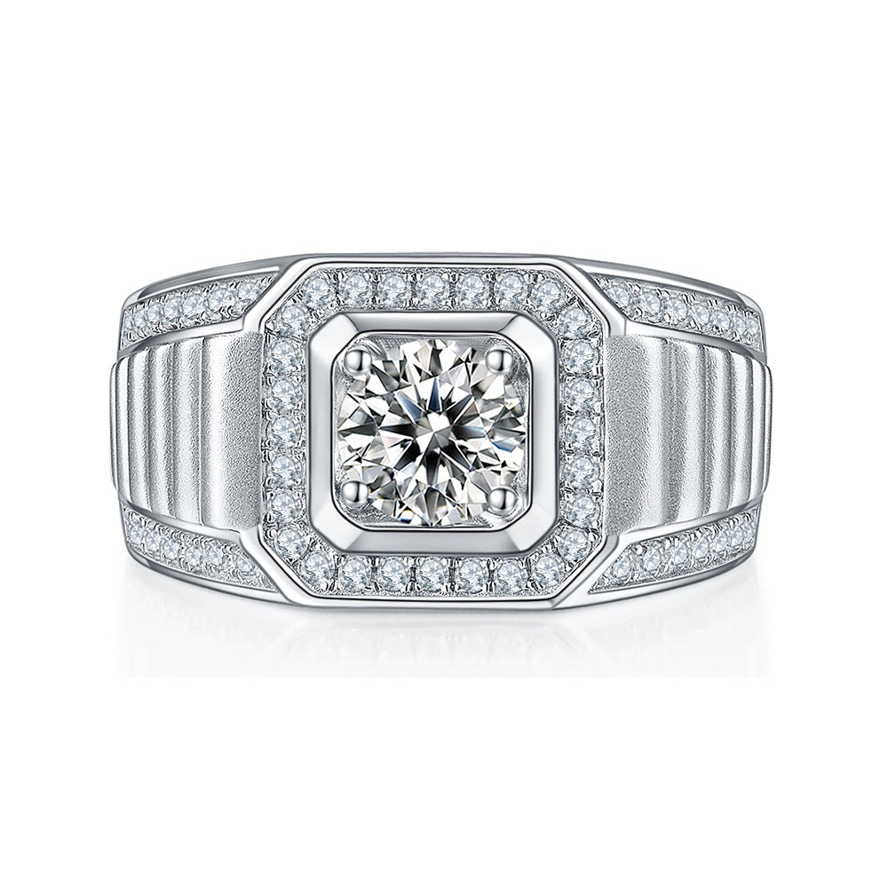 Pirmiana Luxury S925 Silver 1ct Fashion Luxury S925 Silver Various Styles Moissanite Diamond Men Ring Fashion Wedding Band Engagement Jewelry