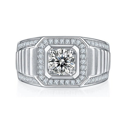Pirmiana Luxury S925 Silver 1ct Fashion Luxury S925 Silver Various Styles Moissanite Diamond Men Ring Fashion Wedding Band Engagement Jewelry