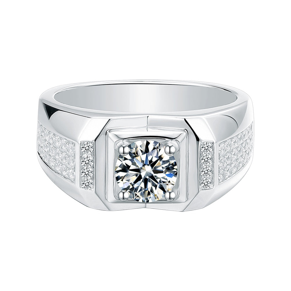 Pirmiana Luxury S925 Silver 1ct Fashion Luxury S925 Silver Various Styles Moissanite Diamond Men Ring Fashion Wedding Band Engagement Jewelry