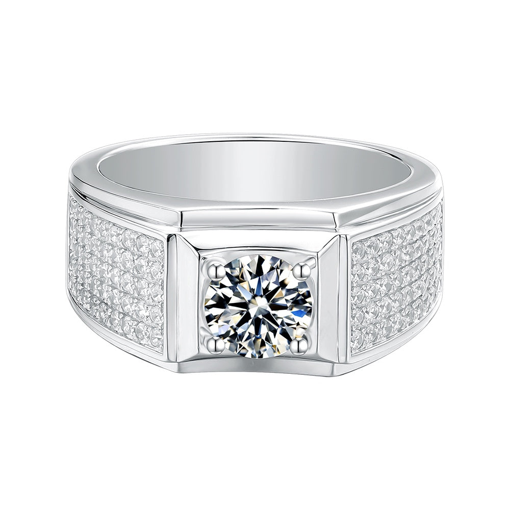 Pirmiana Luxury S925 Silver Various Styles 1ct Fashion Luxury S925 Silver Moissanite Diamond Men Ring Fashion Wedding Band Engagement Jewelry