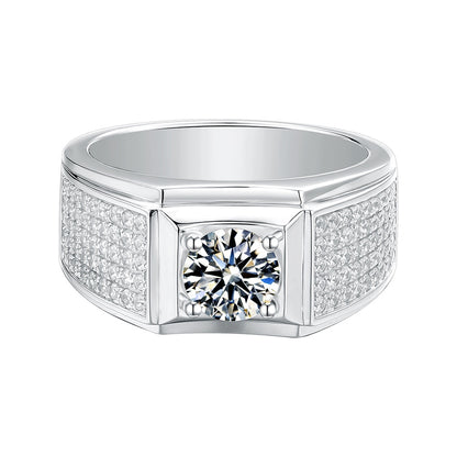 Pirmiana Luxury S925 Silver Various Styles 1ct Fashion Luxury S925 Silver Moissanite Diamond Men Ring Fashion Wedding Band Engagement Jewelry