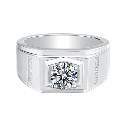 Pirmiana Luxury S925 Silver Various Styles 1ct Fashion Luxury S925 Silver Moissanite Diamond Men Ring Fashion Wedding Band Engagement Jewelry