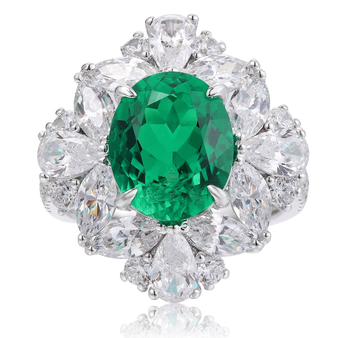 Pirmiana 2024 Hot Sale S925 Silver 3.54ct Lab Grown Emerald Ring Women Engagement Fashion Finger Gemstone Jewelry