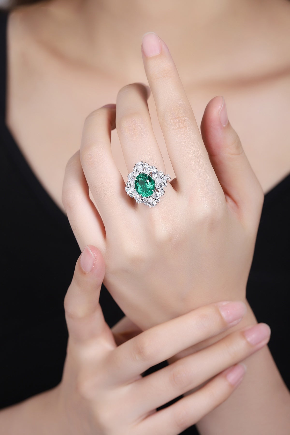 Pirmiana 2024 Hot Sale S925 Silver 3.54ct Lab Grown Emerald Ring Women Engagement Fashion Finger Gemstone Jewelry