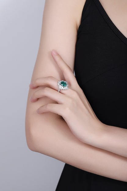 Pirmiana 2024 Hot Sale S925 Silver 3.54ct Lab Grown Emerald Ring Women Engagement Fashion Finger Gemstone Jewelry