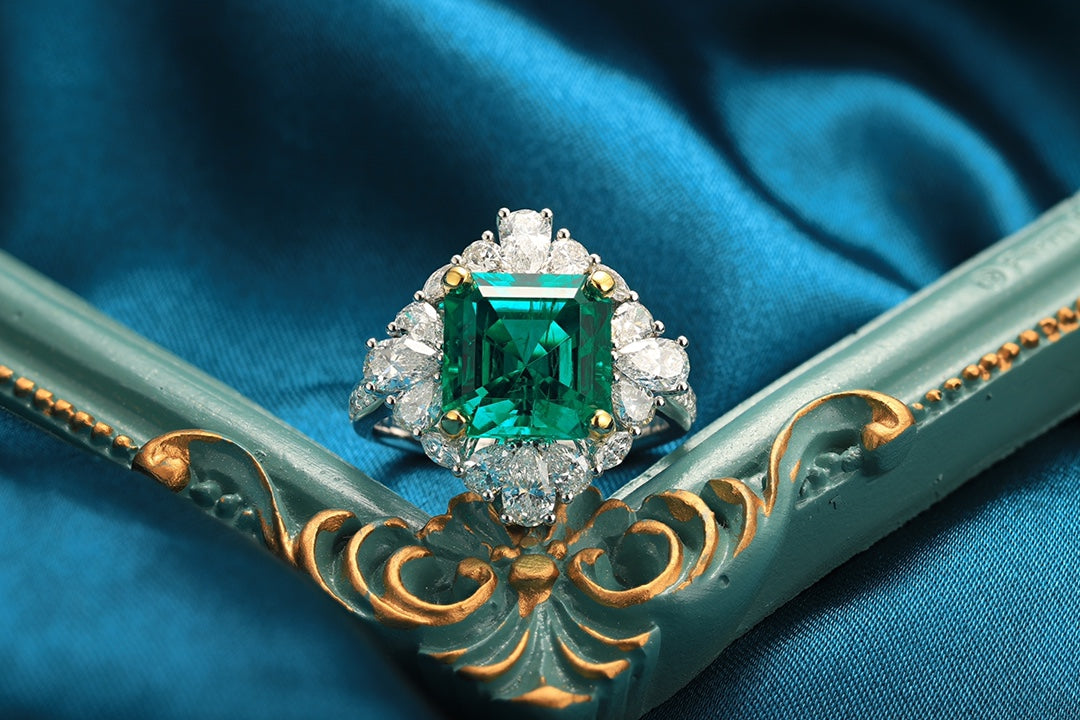 Pirmiana 2024 Hot Sale 18k Gold4.09ct Lab Grown Emerald Ring Women Engagement Fashion Finger Gemstone Jewelry
