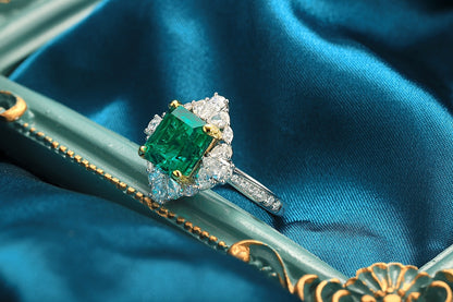 Pirmiana 2024 Hot Sale 18k Gold4.09ct Lab Grown Emerald Ring Women Engagement Fashion Finger Gemstone Jewelry