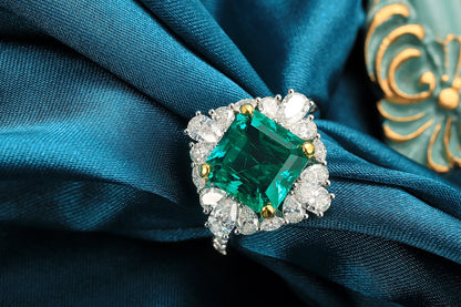 Pirmiana 2024 Hot Sale 18k Gold4.09ct Lab Grown Emerald Ring Women Engagement Fashion Finger Gemstone Jewelry