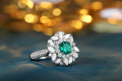 Pirmiana 2024 Hot Sale S925 Silver 0.73ct Lab Grown Emerald Ring Women Engagement Fashion Finger Gemstone Jewelry