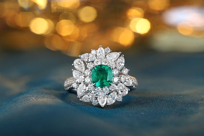 Pirmiana 2024 Hot Sale S925 Silver 0.73ct Lab Grown Emerald Ring Women Engagement Fashion Finger Gemstone Jewelry