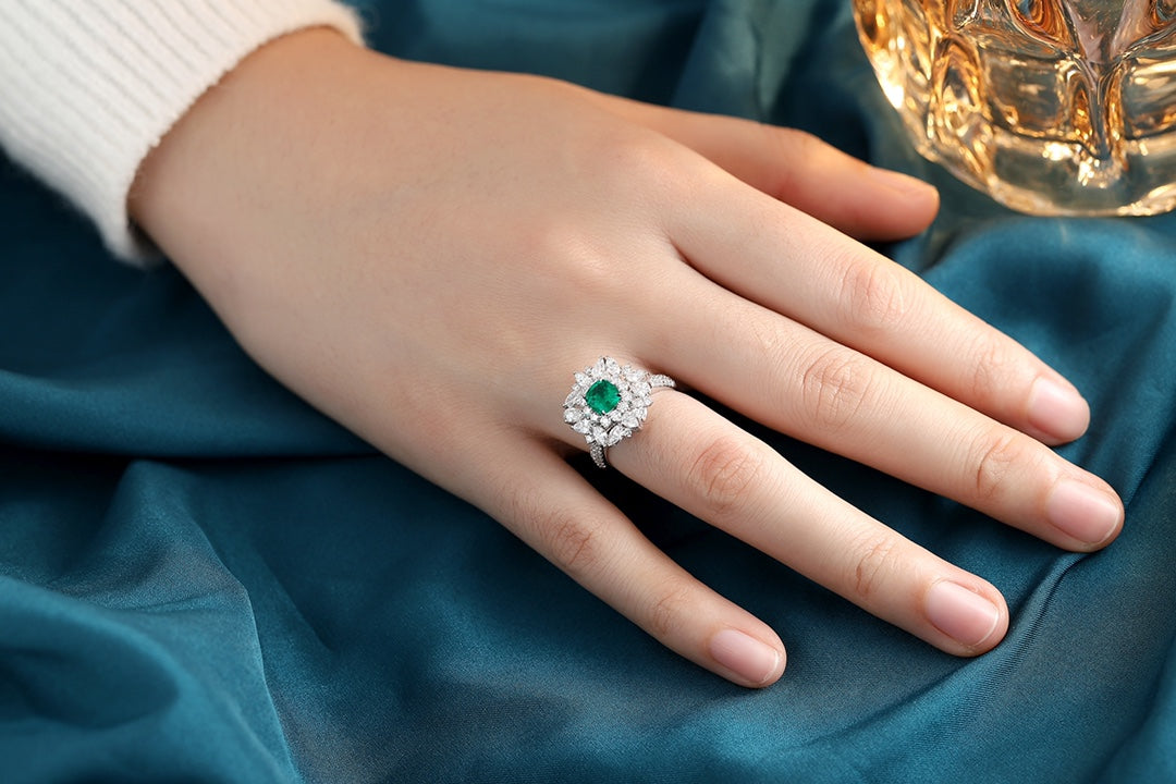 Pirmiana 2024 Hot Sale S925 Silver 0.73ct Lab Grown Emerald Ring Women Engagement Fashion Finger Gemstone Jewelry