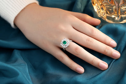 Pirmiana 2024 Hot Sale S925 Silver 0.73ct Lab Grown Emerald Ring Women Engagement Fashion Finger Gemstone Jewelry