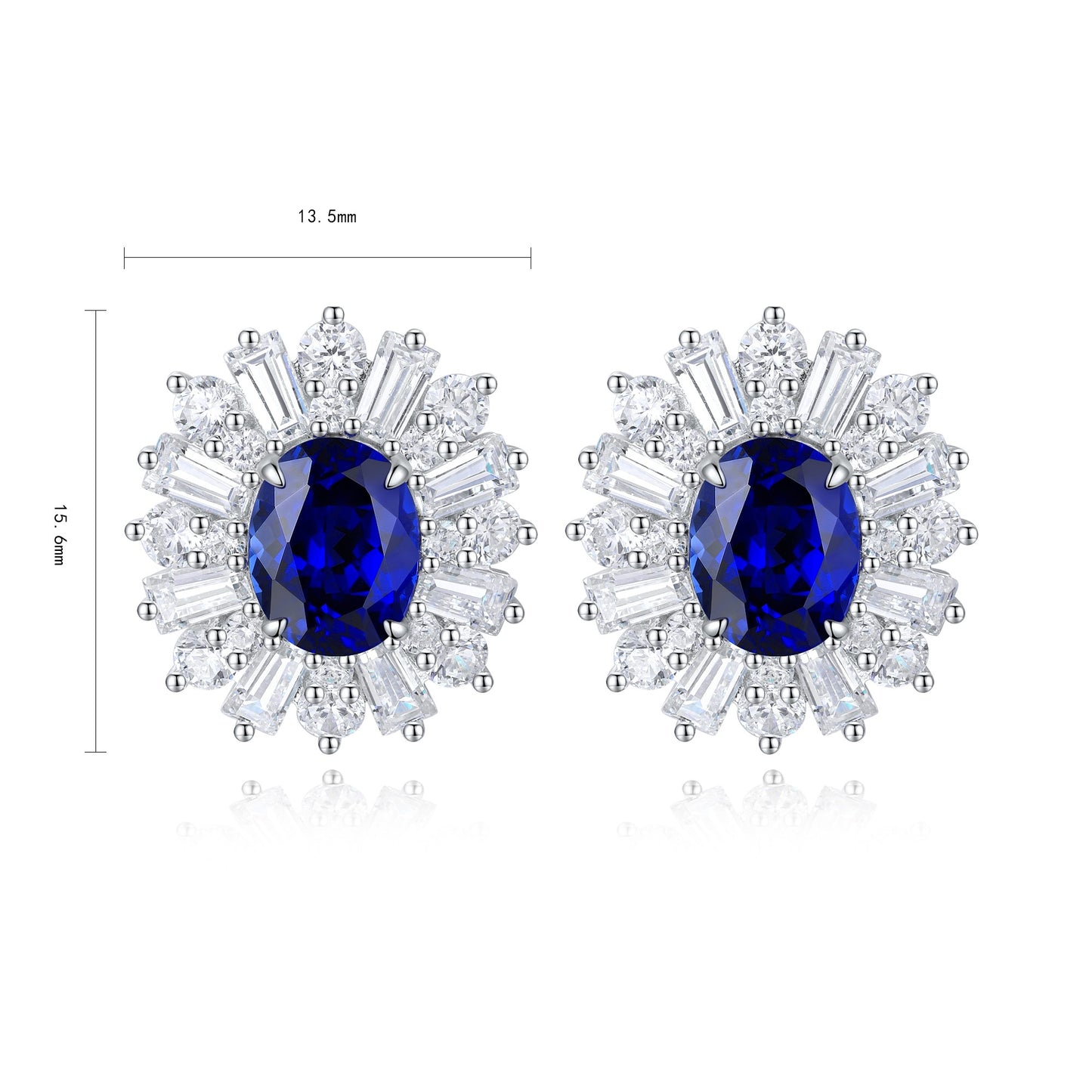 Pirmiana New Arrival 2.14ct Lab Grown Sapphire Earring Studs S925 Silver Jewelry Earrings for Women