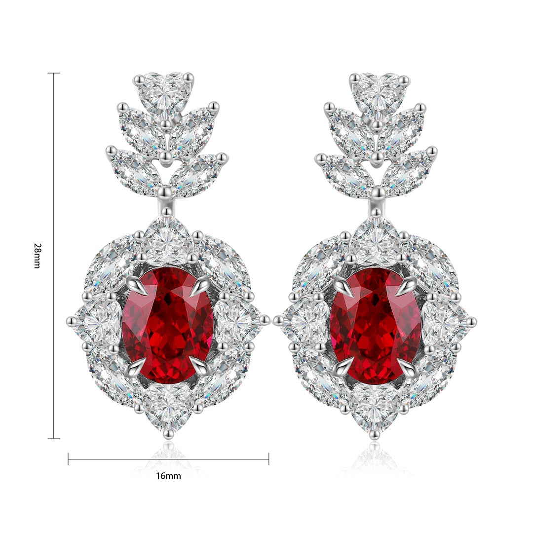Pirmiana New Arrival 5.31ct Lab Grown Ruby Earring Studs S925 Silver Jewelry Earrings for Women
