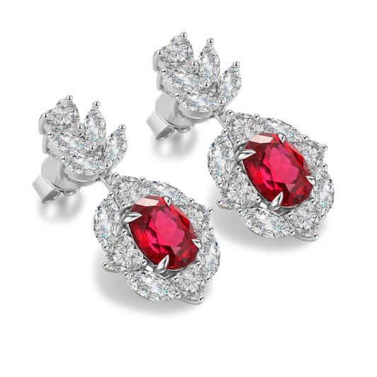 Pirmiana New Arrival 5.31ct Lab Grown Ruby Earring Studs S925 Silver Jewelry Earrings for Women
