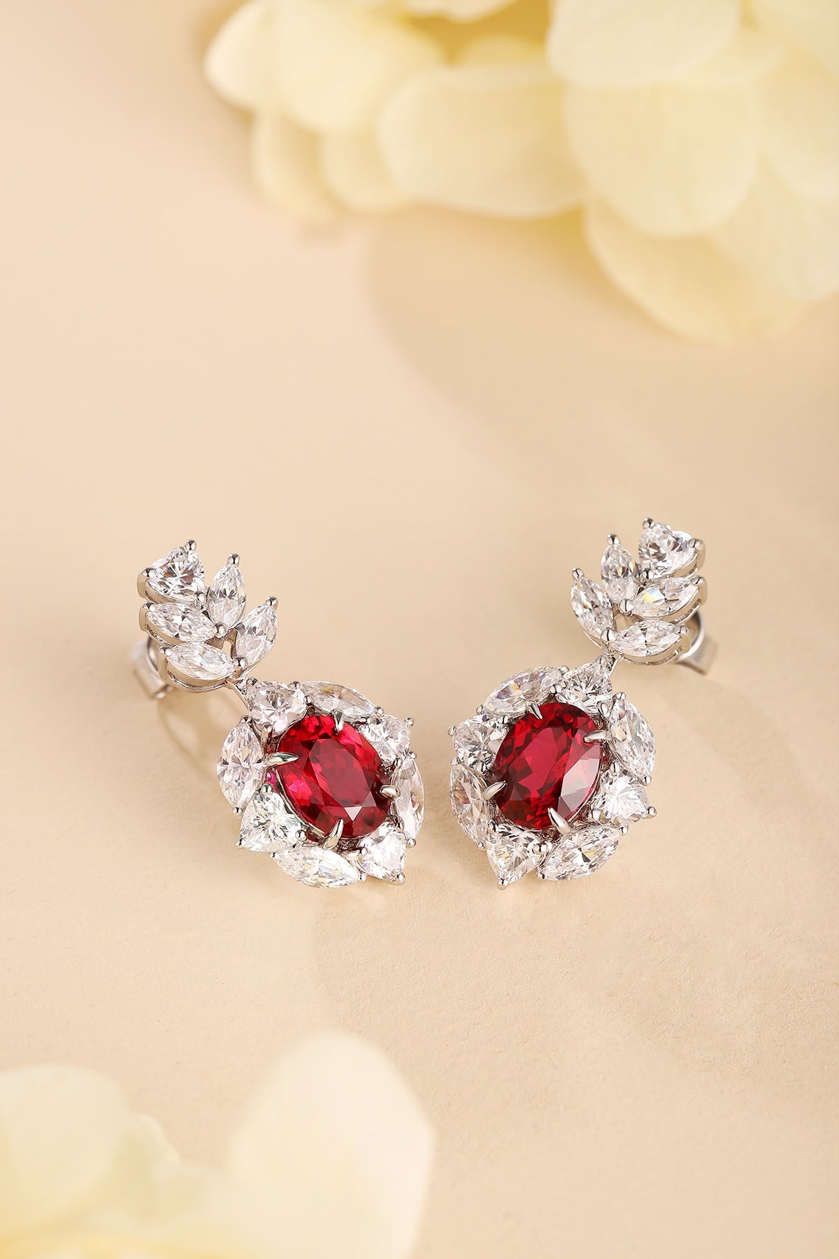 Pirmiana New Arrival 5.31ct Lab Grown Ruby Earring Studs S925 Silver Jewelry Earrings for Women