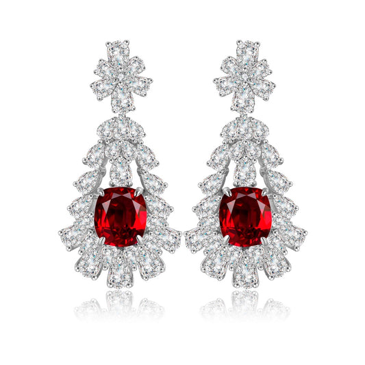 Pirmiana New Arrival 5.01ct Lab Grown Ruby Earring Studs S925 Silver Jewelry Earrings for Women