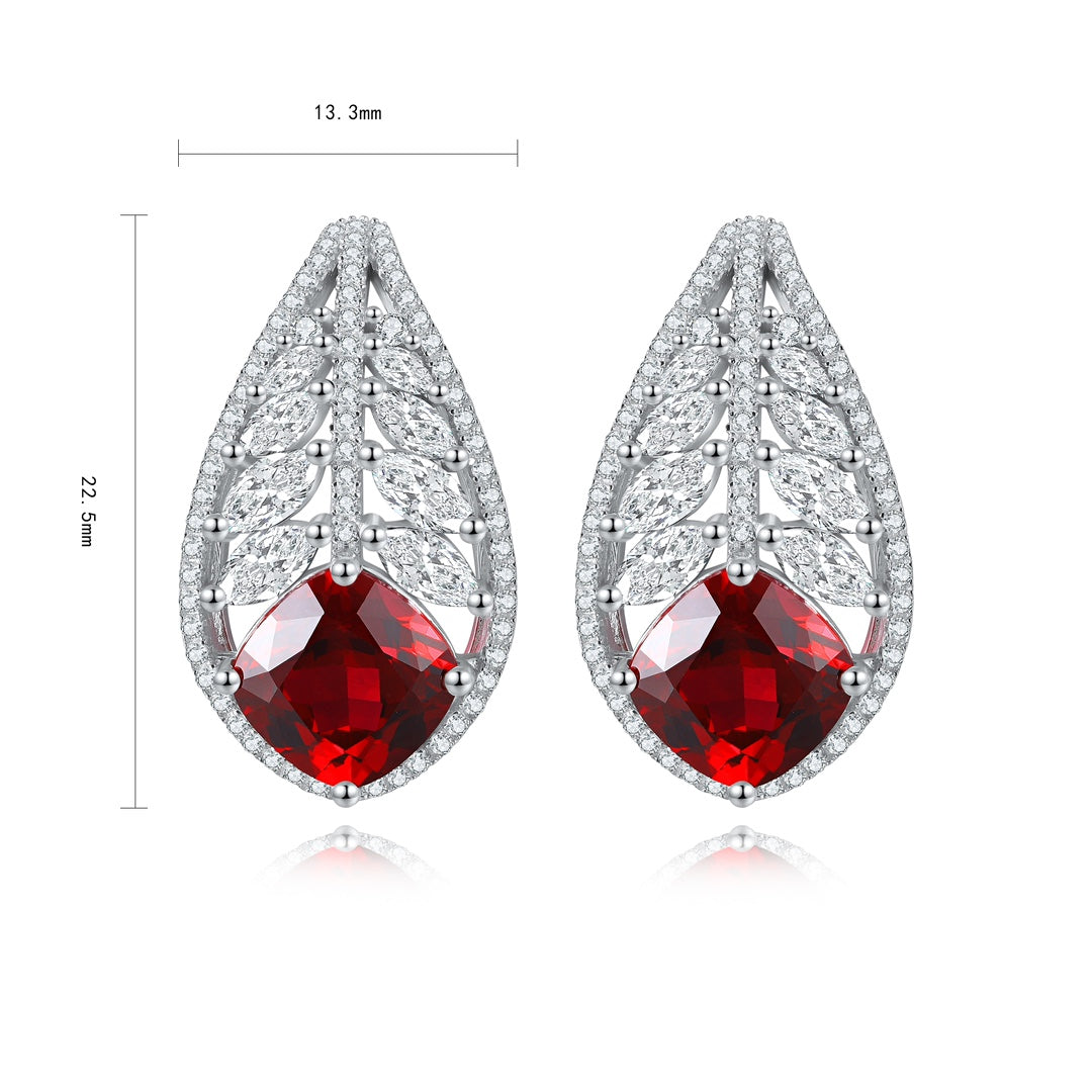 Pirmiana New Arrival 6.02ct Lab Grown Ruby Earring Studs S925 Silver Jewelry Earrings for Women