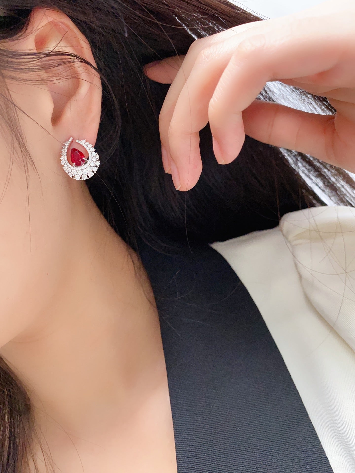 Pirmiana New Arrival 1.51ct Lab Grown Ruby Earring Studs S925 Silver Jewelry Earrings for Women