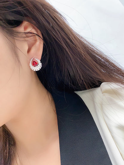 Pirmiana New Arrival 1.51ct Lab Grown Ruby Earring Studs S925 Silver Jewelry Earrings for Women