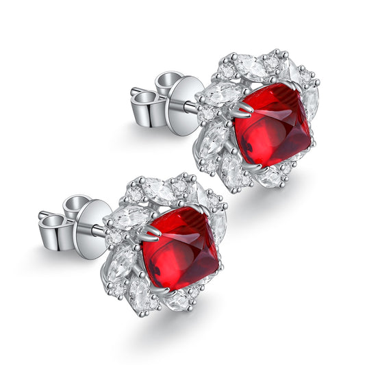 Pirmiana New Arrival 4.38ct Lab Grown Ruby Earring Studs S925 Silver Jewelry Earrings for Women