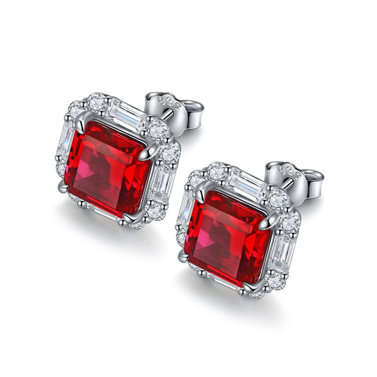 Pirmiana New Arrival 6.71ct Lab Grown Ruby Earring Studs S925 Silver Jewelry Earrings for Women