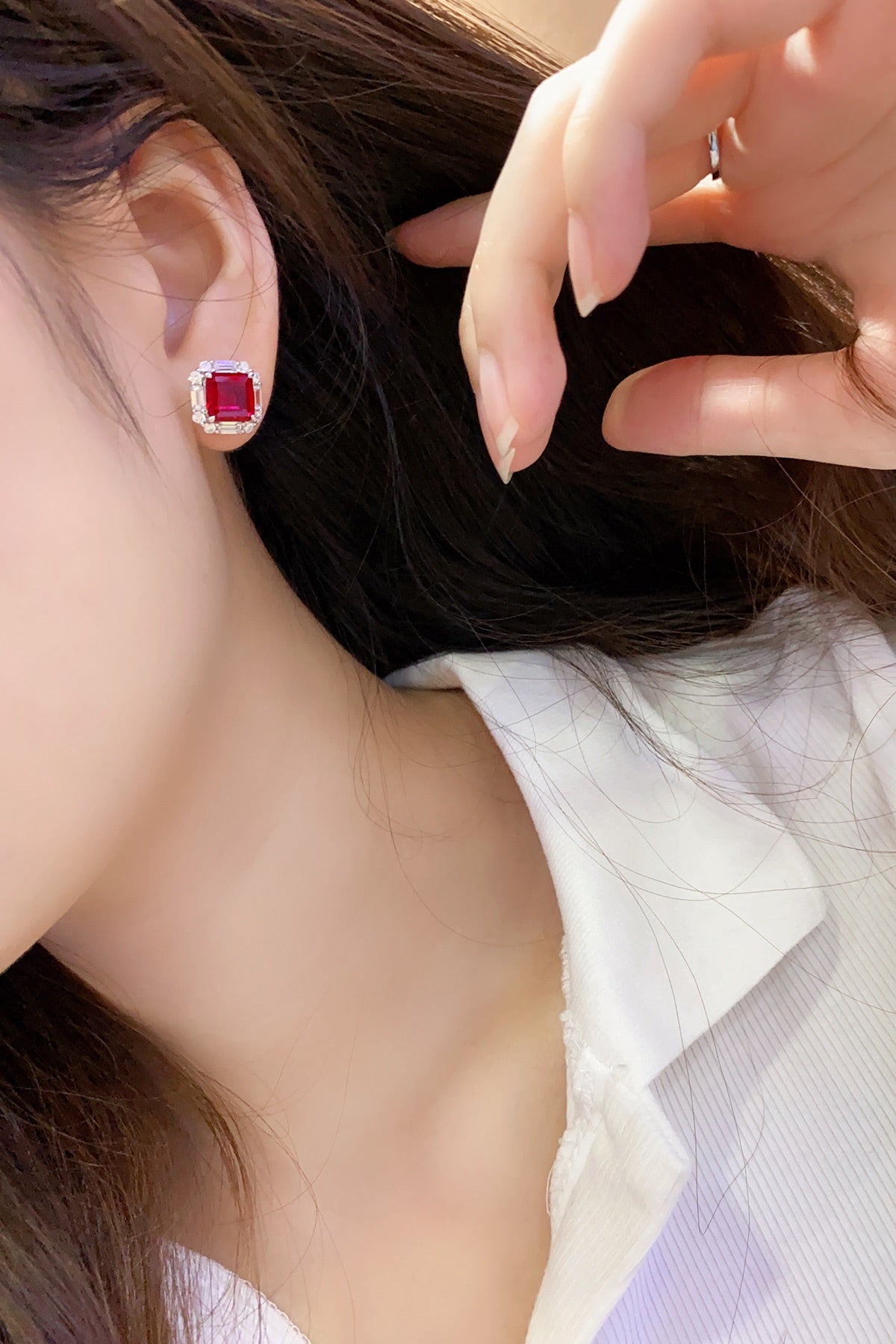 Pirmiana New Arrival 6.71ct Lab Grown Ruby Earring Studs S925 Silver Jewelry Earrings for Women