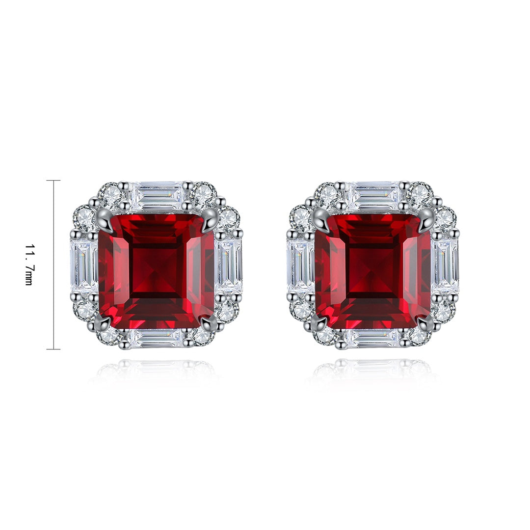 Pirmiana New Arrival 6.71ct Lab Grown Ruby Earring Studs S925 Silver Jewelry Earrings for Women