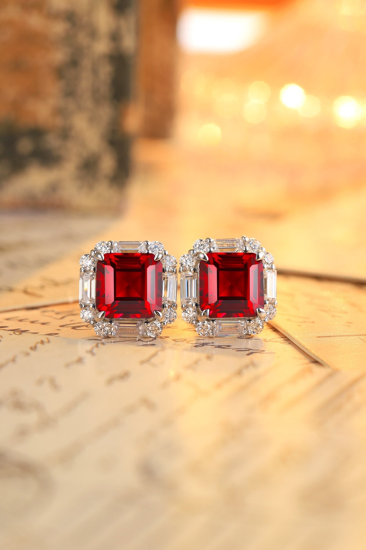 Pirmiana New Arrival 6.71ct Lab Grown Ruby Earring Studs S925 Silver Jewelry Earrings for Women