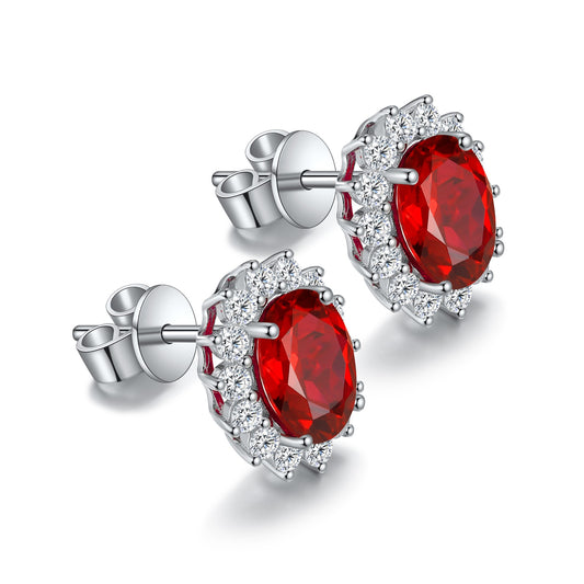 Pirmiana New Arrival 3.43ct Lab Grown Ruby Earring Studs S925 Silver Jewelry Earrings for Women