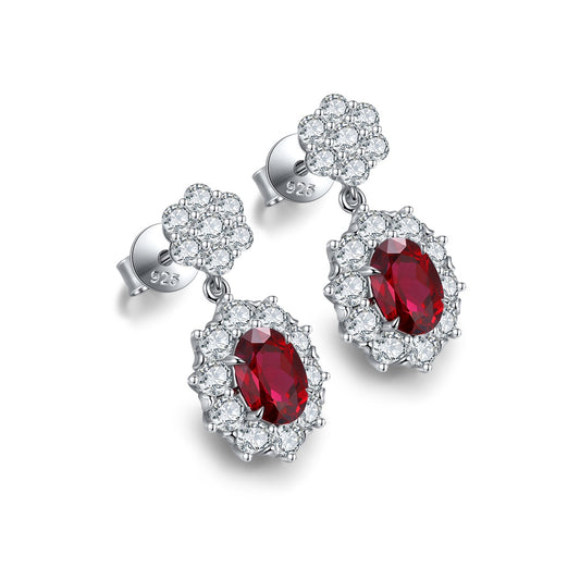 Pirmiana New Arrival 3.986ct Lab Grown Ruby Earring Studs S925 Silver Jewelry Earrings for Women