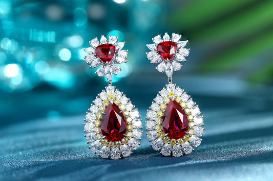 Pirmiana New Arrival 11.55ct Lab Grown Ruby Earring Studs S925 Silver Jewelry Earrings for Women