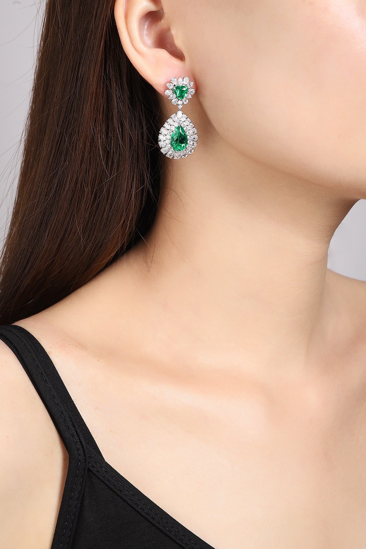 Pirmiana New Arrival S925 Silver 7.73ct Lab Grown Emerald Stainless Steel Earrings for Women