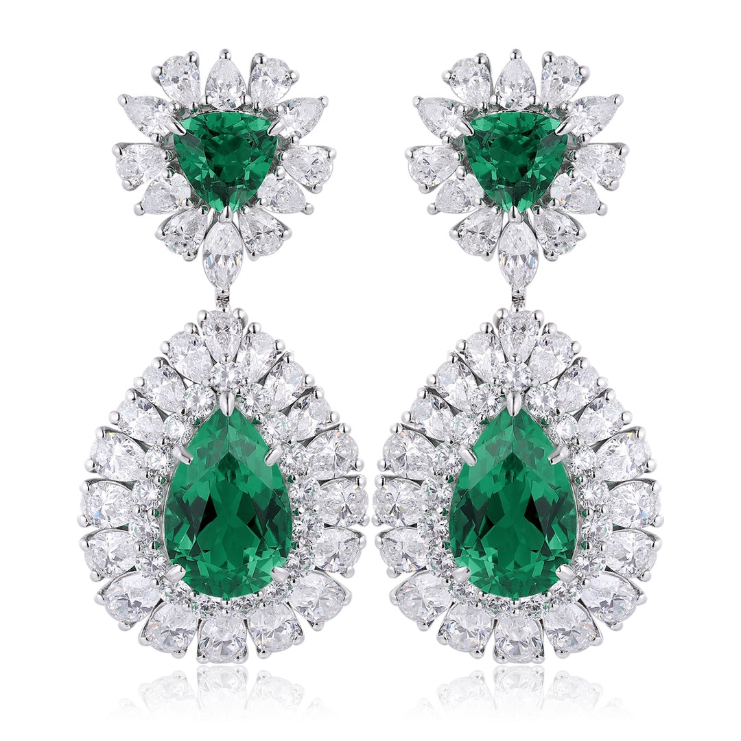 Pirmiana New Arrival S925 Silver 7.73ct Lab Grown Emerald Stainless Steel Earrings for Women