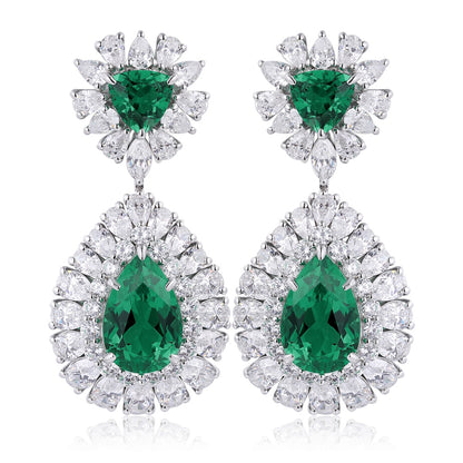 Pirmiana New Arrival S925 Silver 7.73ct Lab Grown Emerald Stainless Steel Earrings for Women