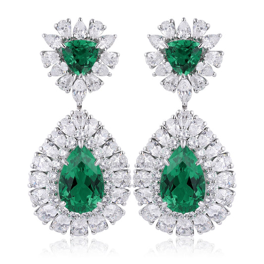 Pirmiana New Arrival S925 Silver 7.73ct Lab Grown Emerald Stainless Steel Earrings for Women