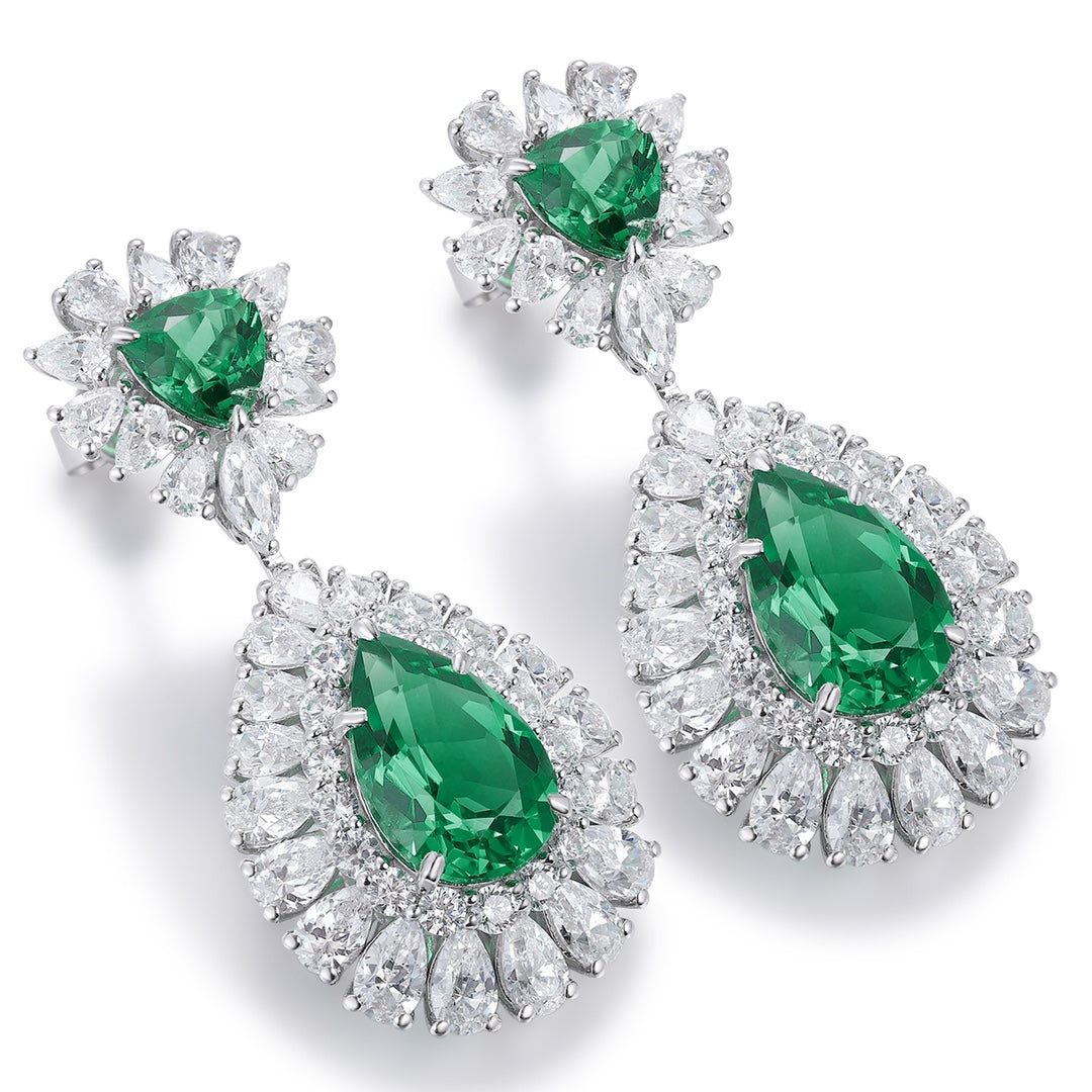 Pirmiana New Arrival S925 Silver 7.73ct Lab Grown Emerald Stainless Steel Earrings for Women