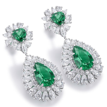 Pirmiana New Arrival S925 Silver 7.73ct Lab Grown Emerald Stainless Steel Earrings for Women