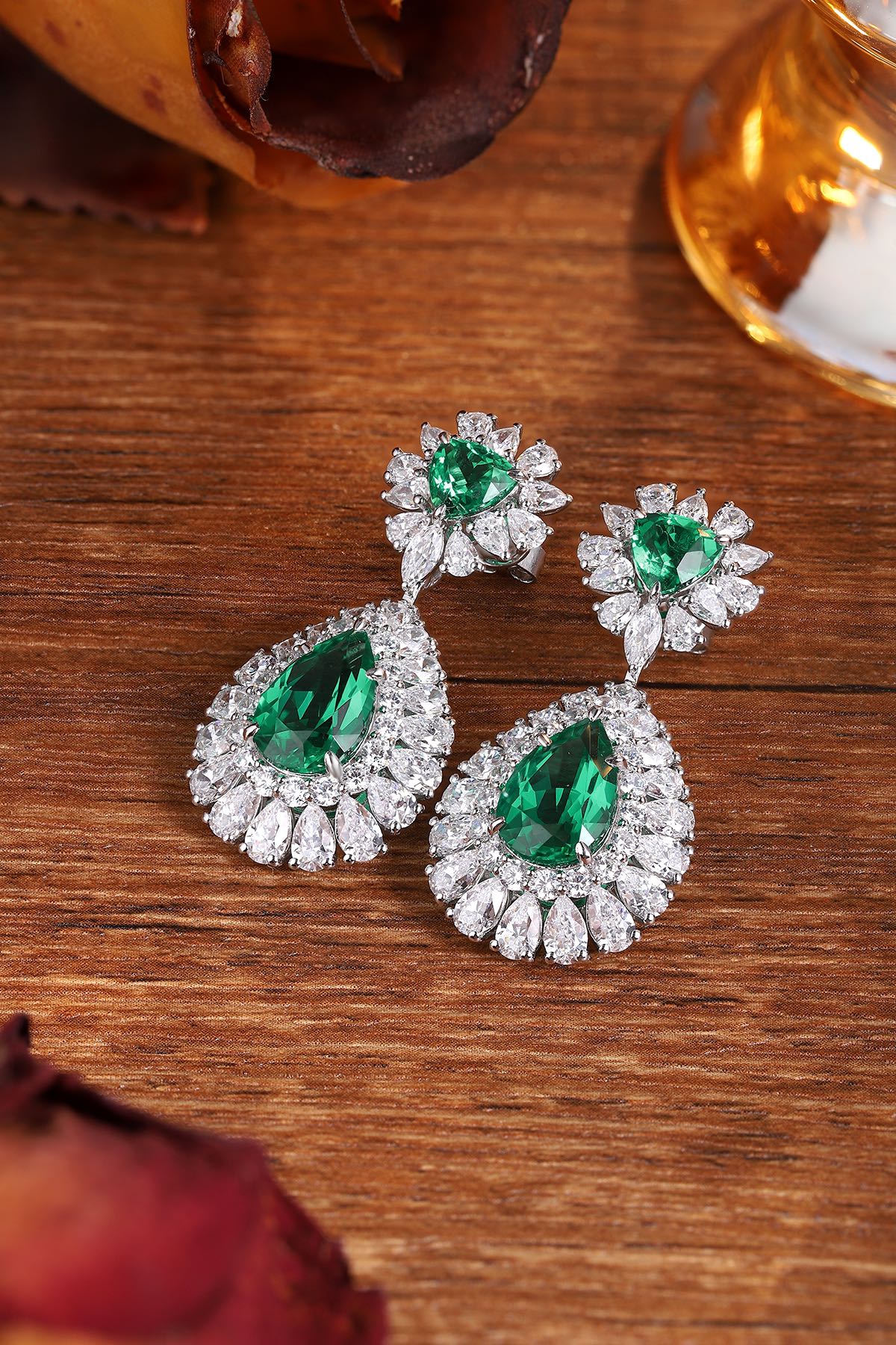 Pirmiana New Arrival S925 Silver 7.73ct Lab Grown Emerald Stainless Steel Earrings for Women