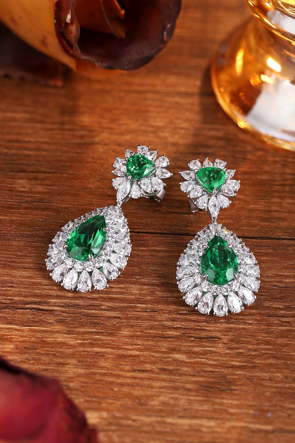 Pirmiana New Arrival S925 Silver 7.73ct Lab Grown Emerald Stainless Steel Earrings for Women