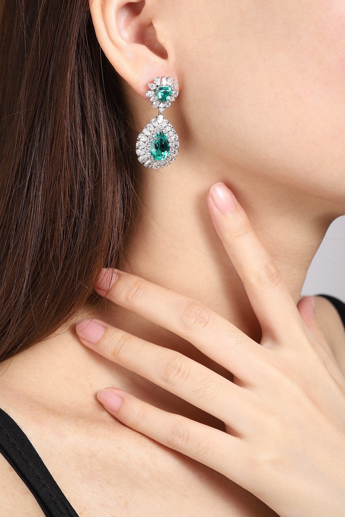 Pirmiana New Arrival S925 Silver 7.73ct Lab Grown Emerald Stainless Steel Earrings for Women