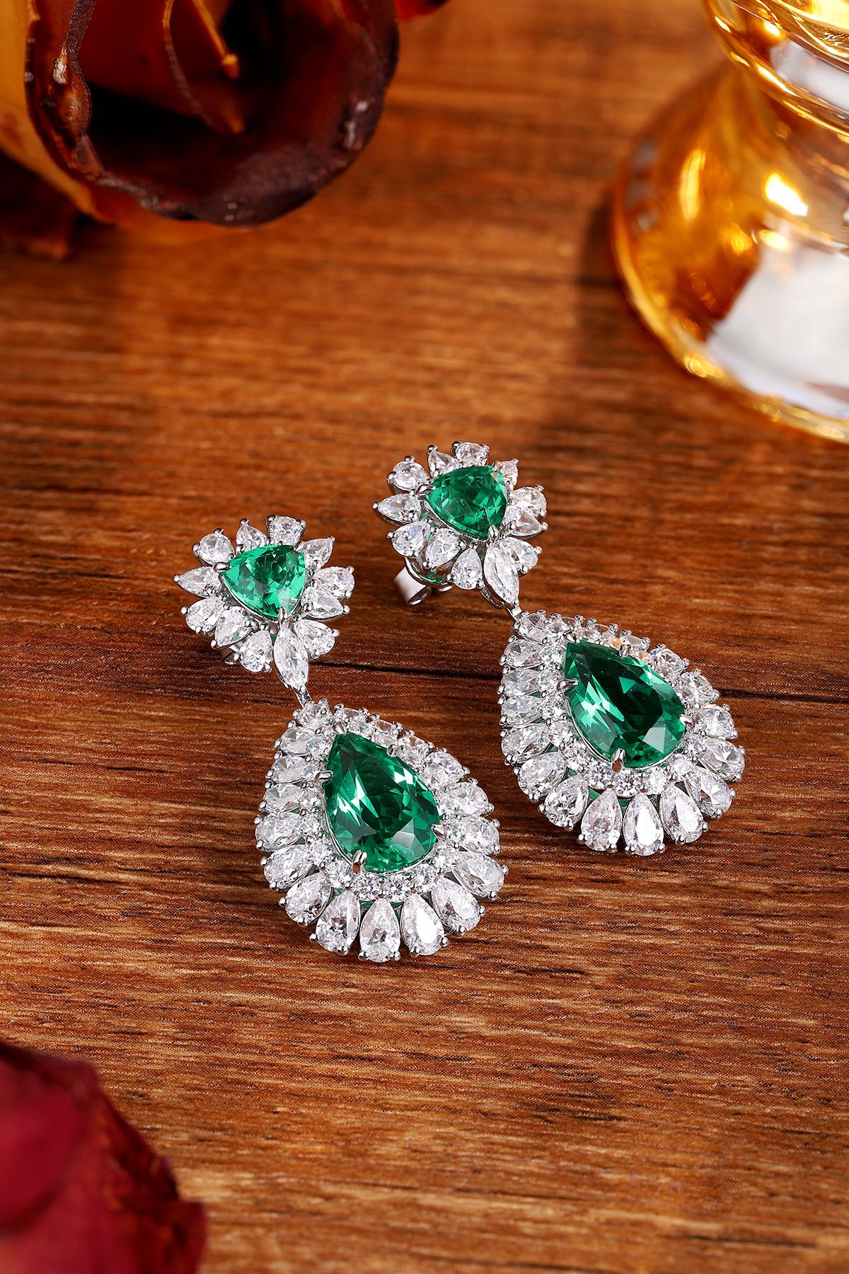 Pirmiana New Arrival S925 Silver 7.73ct Lab Grown Emerald Stainless Steel Earrings for Women