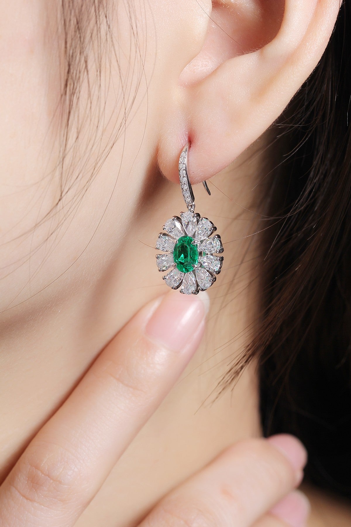 Pirmiana New Arrival S925 Silver 1.45ct Lab Grown Emerald Stainless Steel Earrings for Women