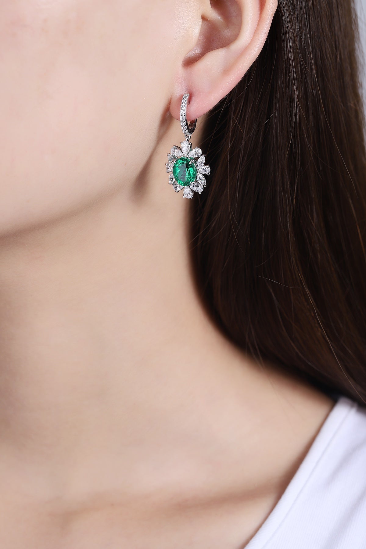 Pirmiana New Arrival S925 Silver 5.01ct Lab Grown Emerald Stainless Steel Earrings for Women