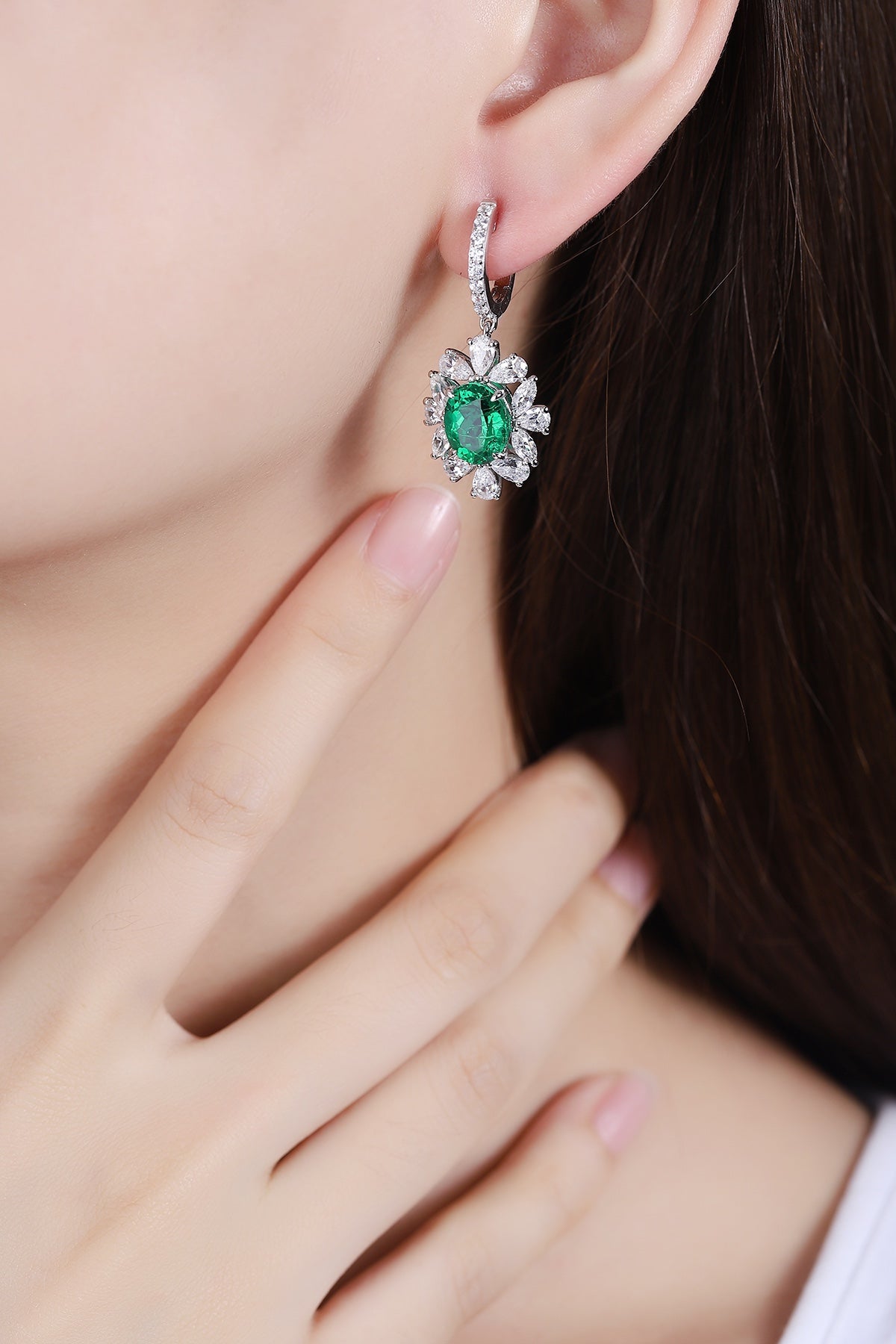 Pirmiana New Arrival S925 Silver 5.01ct Lab Grown Emerald Stainless Steel Earrings for Women
